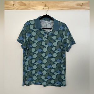 Bonobos Slim Fit Polo Short Sleeve Green Blue Pattern Men Size Large